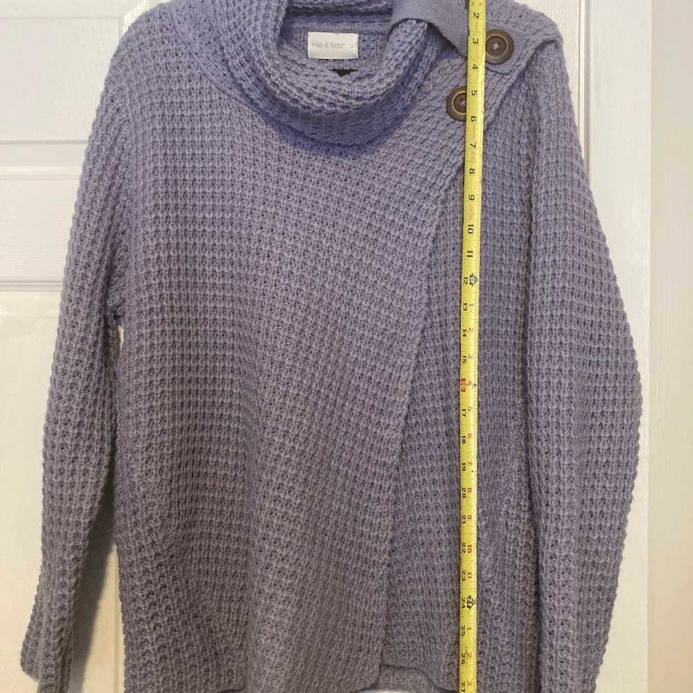 Beautiful Blue Knit Turtleneck/Cowl neck Sweater by Mia & Tess Women's Large - Picture 4 of 6